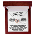 To My Beautiful Mom Necklace The Best Mom Anyone Could Wish For, Mother's Day Gift Necklace Mother's Day Interlocking Hearts Necklace
