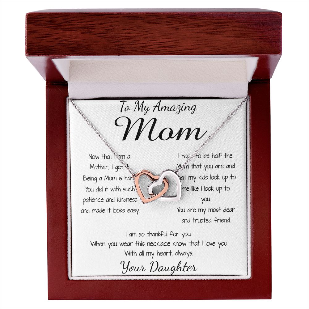 Mom Necklace - To My Amazing Mom Gorgeous Necklace for Mom from Daughter Mother's Day Gift Mother's Day Interlocking Hearts Necklace