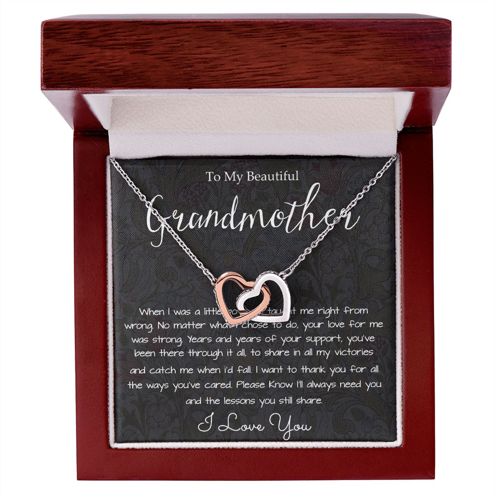 Grandmother Necklace, To My Beautiful Grandmother Necklace, Mother's Day Gift For Grandma Grandmother, Thank You Mother's Day Interlocking Hearts Necklace