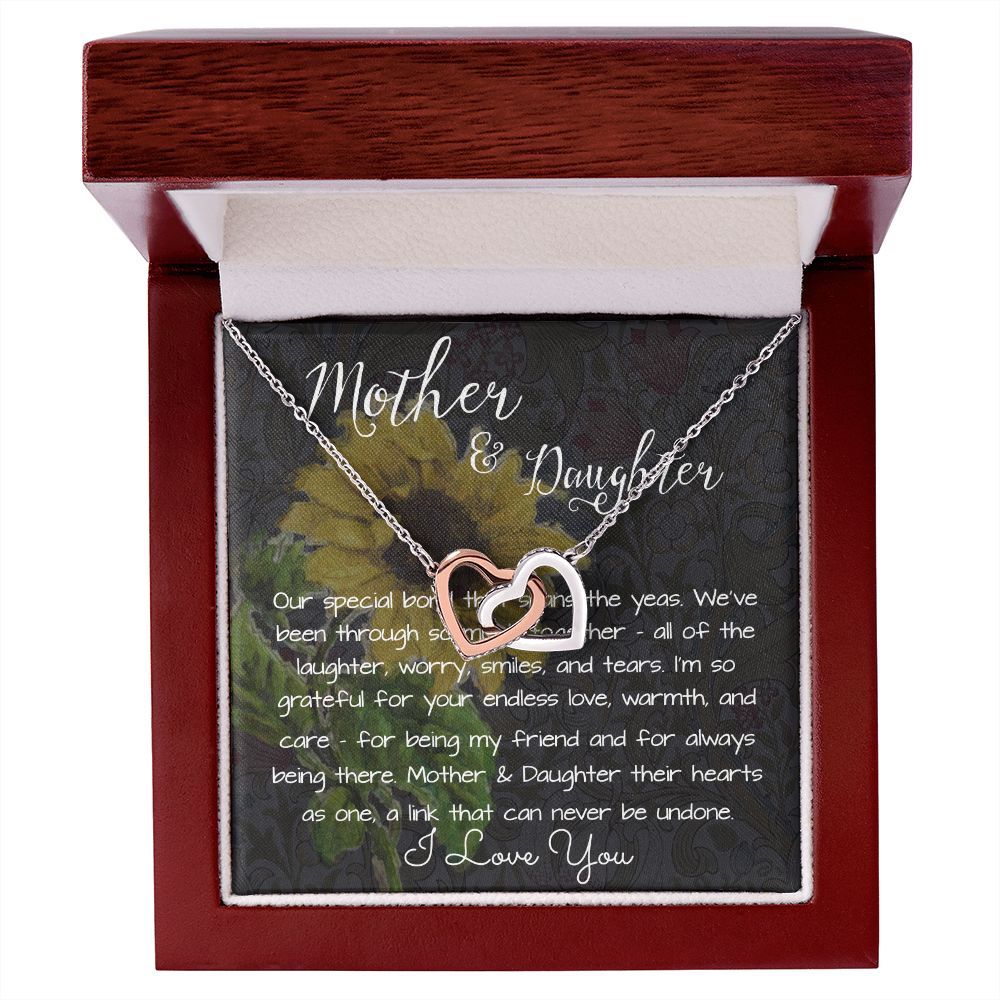 Mom Necklace Gift, Mothers's Day Necklace - Special Bond Mother's Day Interlocking Hearts Necklace