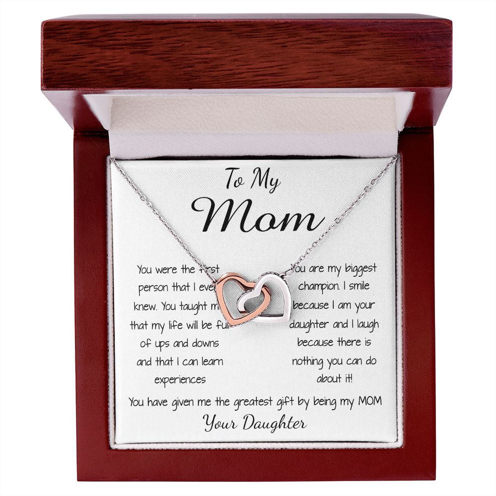 Mom Necklace - To Mom Necklace, Gorgeous Necklace for Mom from Daughter Mother's Day Interlocking Hearts Necklace