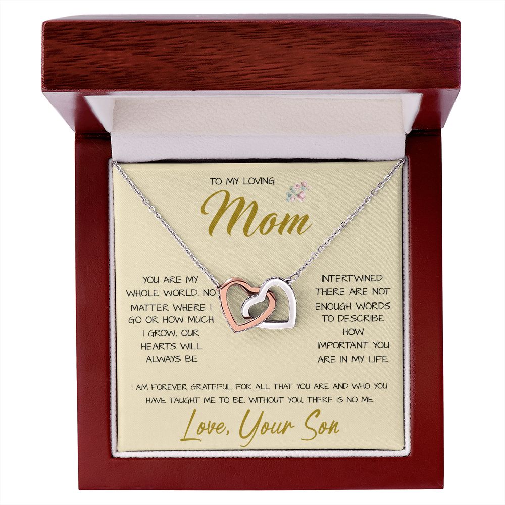 To My Loving Mom Necklace You Are Important To Me Gift For Her Mother's Day Mother's Day Necklace Mother's Day Interlocking Hearts Necklace