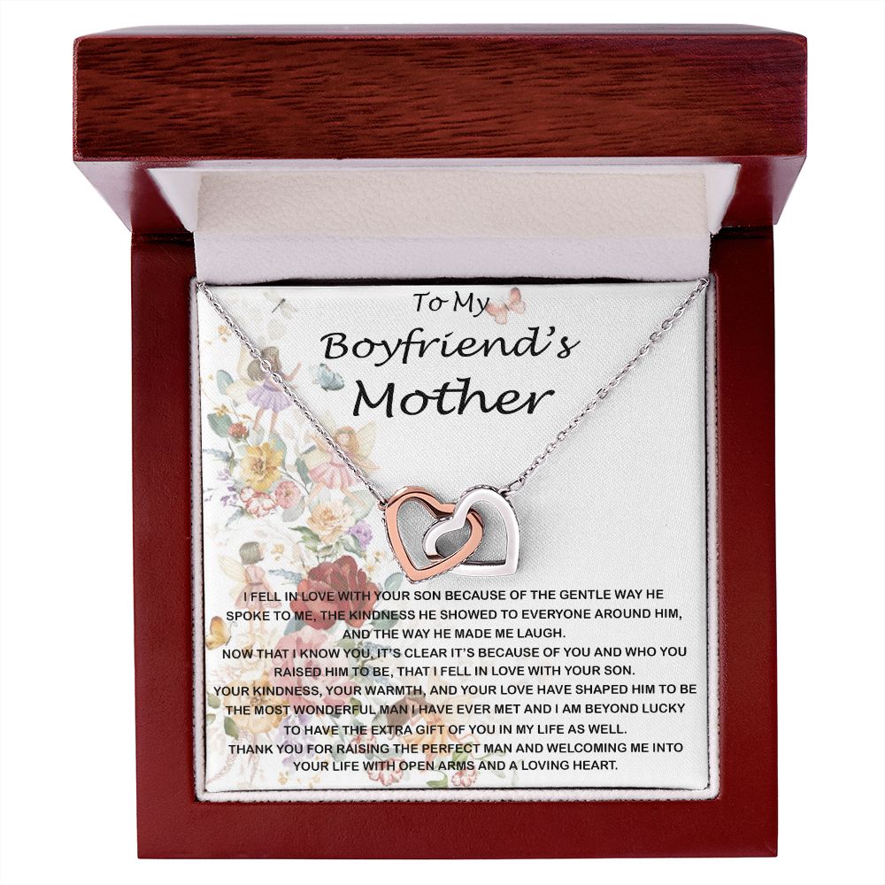Mother-In-Law Necklace, To My Boyfriend's Mom Gift, Future Mother-In-Law Necklace Mother's Day Interlocking Hearts Necklace