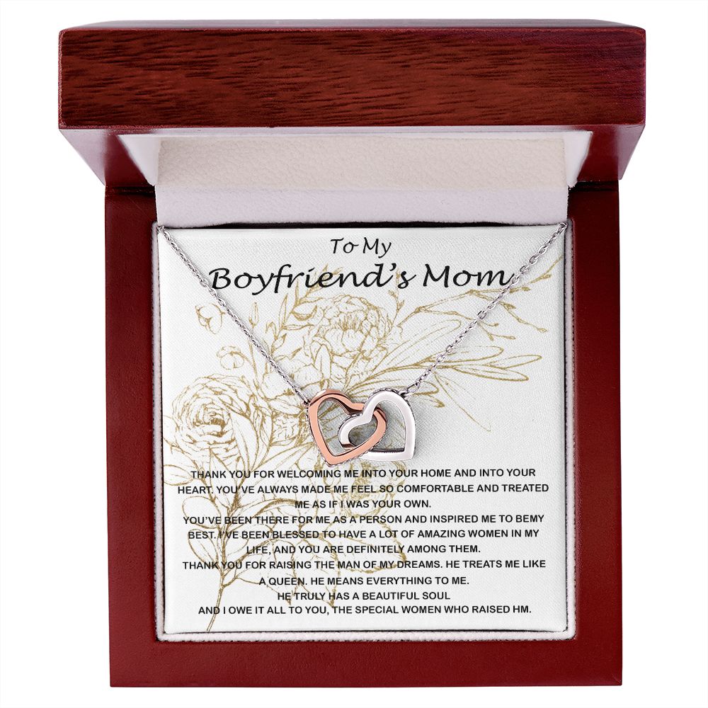 Mom Necklace, Mother-In-Law Necklace, To My Boyfriend's Mom Necklace, Gift For Boyfriend's Mom Mother's Day Necklace Mother's Day Interlocking Hearts Necklace