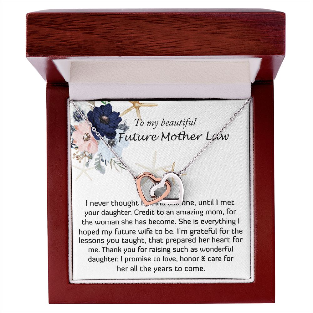 Mother-In-Law Necklace, Necklace Gift For Future Mother-In-Law From Future Son-In-Law, To My Future Mother-In-Law Mother's Day Interlocking Hearts Necklace