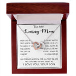 To My Loving Mom - Your Warmth Gve Me Comfort Mother's Day Gift Necklace Form Son Mother's Day Interlocking Hearts Necklace