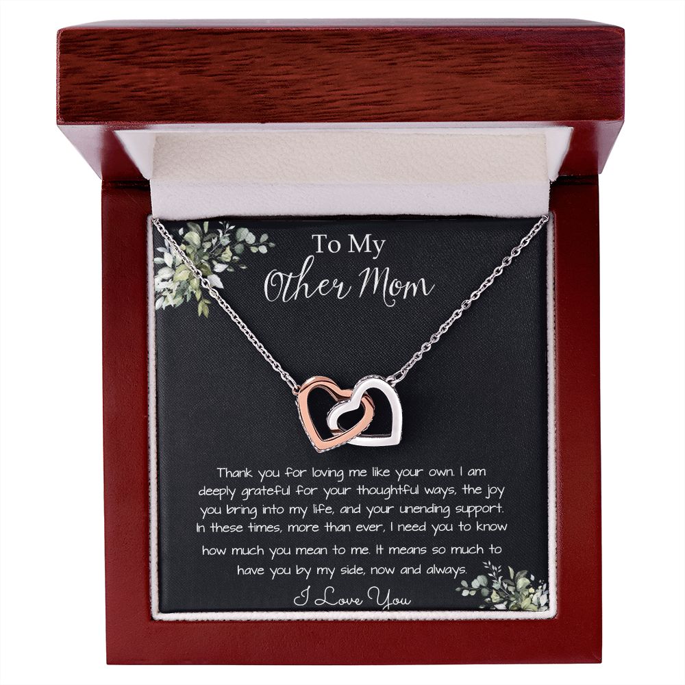 Bonus Mom Necklace, Gift To My Other Mother Necklace, Gift For Bonus Mom Second Mom Mother's Day Interlocking Hearts Necklace