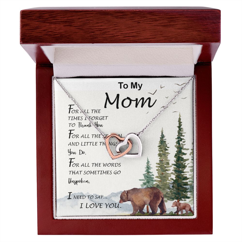 Mom Necklace, To My Mom I Love You To The Moon and Back Necklace, Gift For Mom Birthday Necklace Mother's Day Interlocking Hearts Necklace