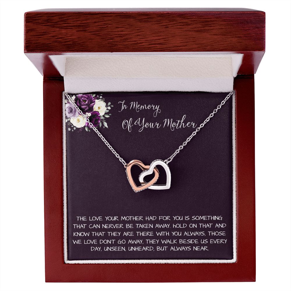 Daughter Necklace, Daughter loss of mom necklace gift, mother passing, loss of mother, sympathy In Memory Of Your Mother Necklace Mother's Day Interlocking Hearts Necklace