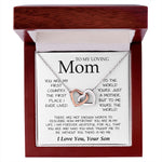 To My Loving Mom Necklace You're The World Necklace Gift For Mom From Son Mother's Day Interlocking Hearts Necklace
