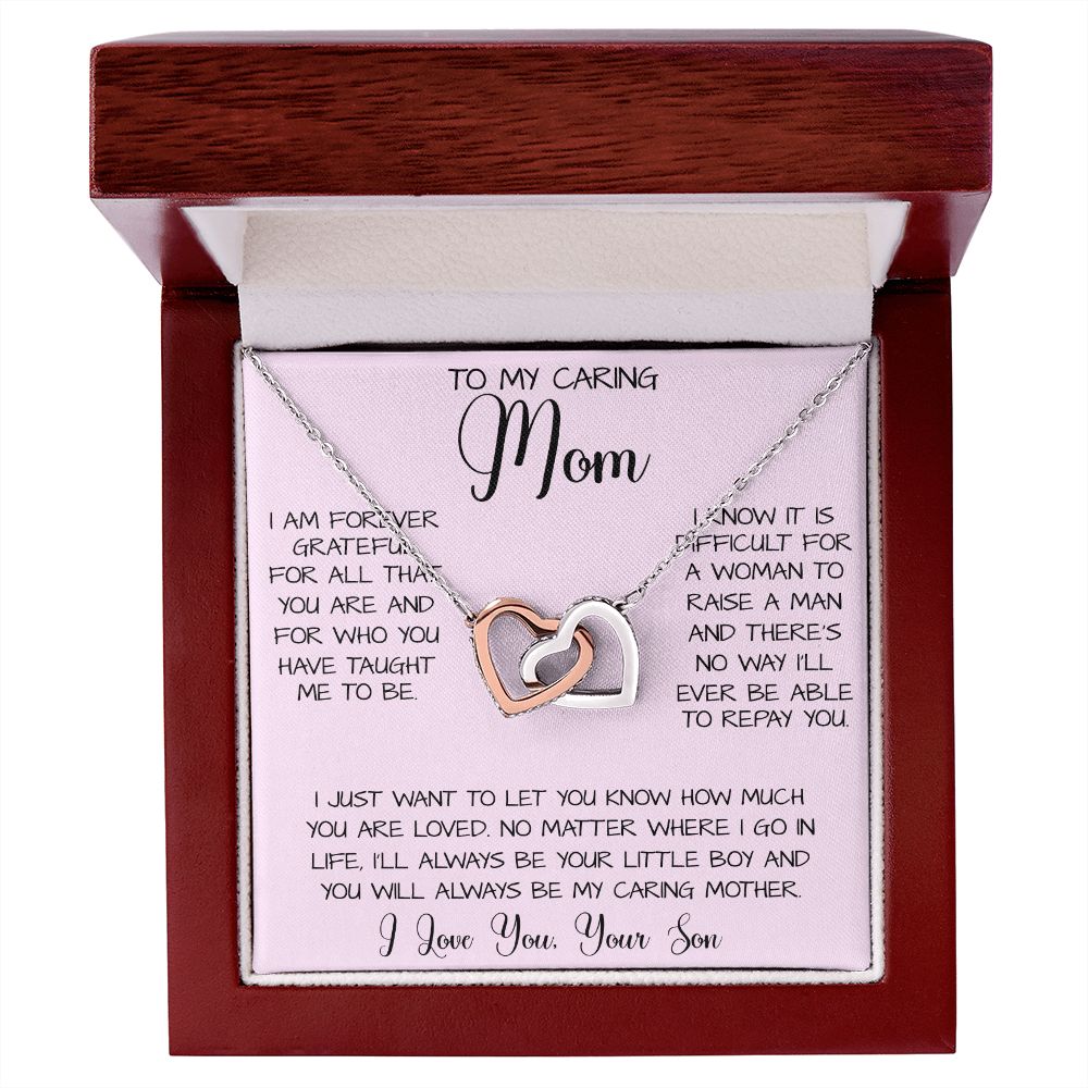 Gift For Caring Mom Form Son, To My Mom Necklace Gift For Mother's Day Mother's Day Interlocking Hearts Necklace