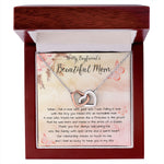 To My Boyfriend's Beautiful Mom Necklace - The Boy You Raised Into An Incredible Man - Necklace Gift For Boyfriend's Mom, Mother's Day Necklace Mother's Day Interlocking Hearts Necklace