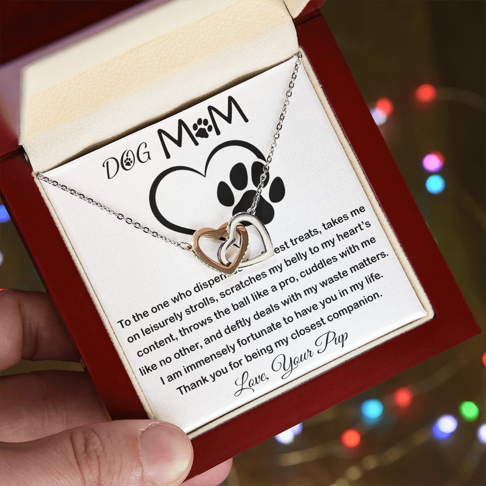 Mom Necklace - To My Dog Mom - Love You Always And Forever - Mother's Day Gift Mother's Day Interlocking Hearts Necklace