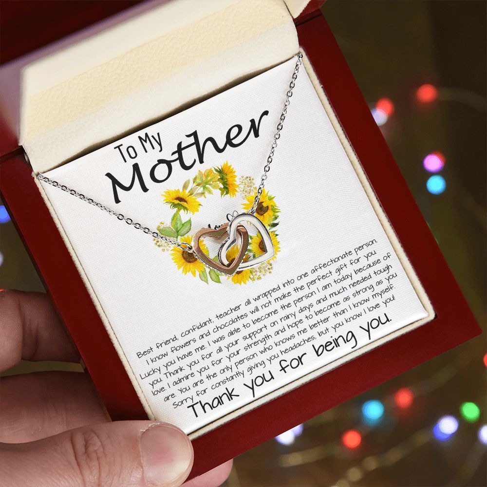 Mom Necklace, To My Mother Necklace Gift For Mom, Mother's Day Necklace From Daughter Son Mother's Day Interlocking Hearts Necklace