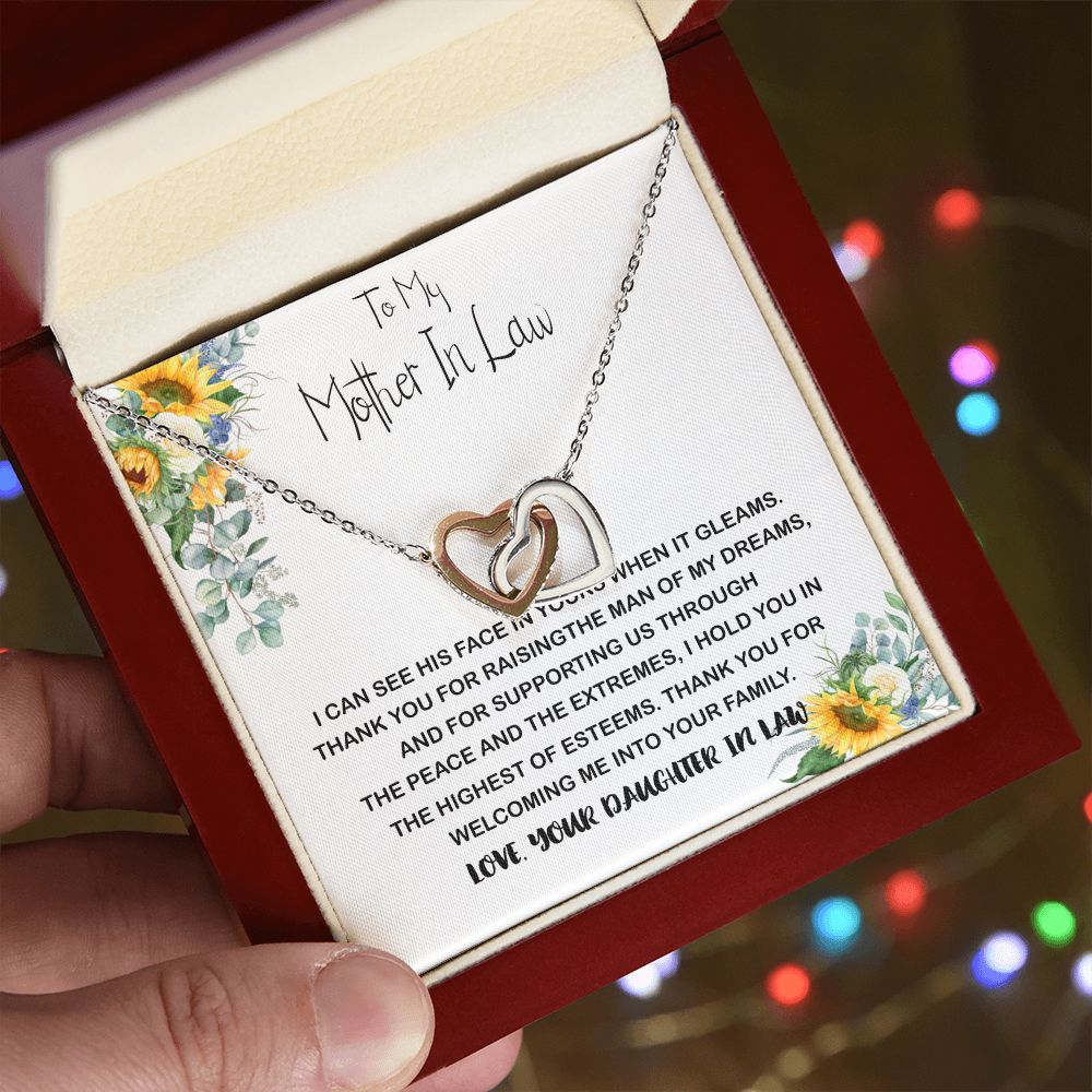 Mother-In-Law Necklace, Mother In Law Necklace Gift - Man Of My Dream Necklace From Your Daughter In Law Mother's Day Interlocking Hearts Necklace