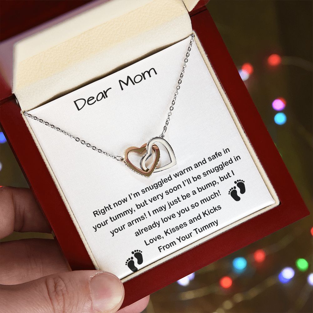 Mom Necklace, Mom To Be Necklace, Pregnancy Gift For Mom To Be, Mommy Present From Unborn Baby, Gift For Expecting Moms Mother's Day Interlocking Hearts Necklace