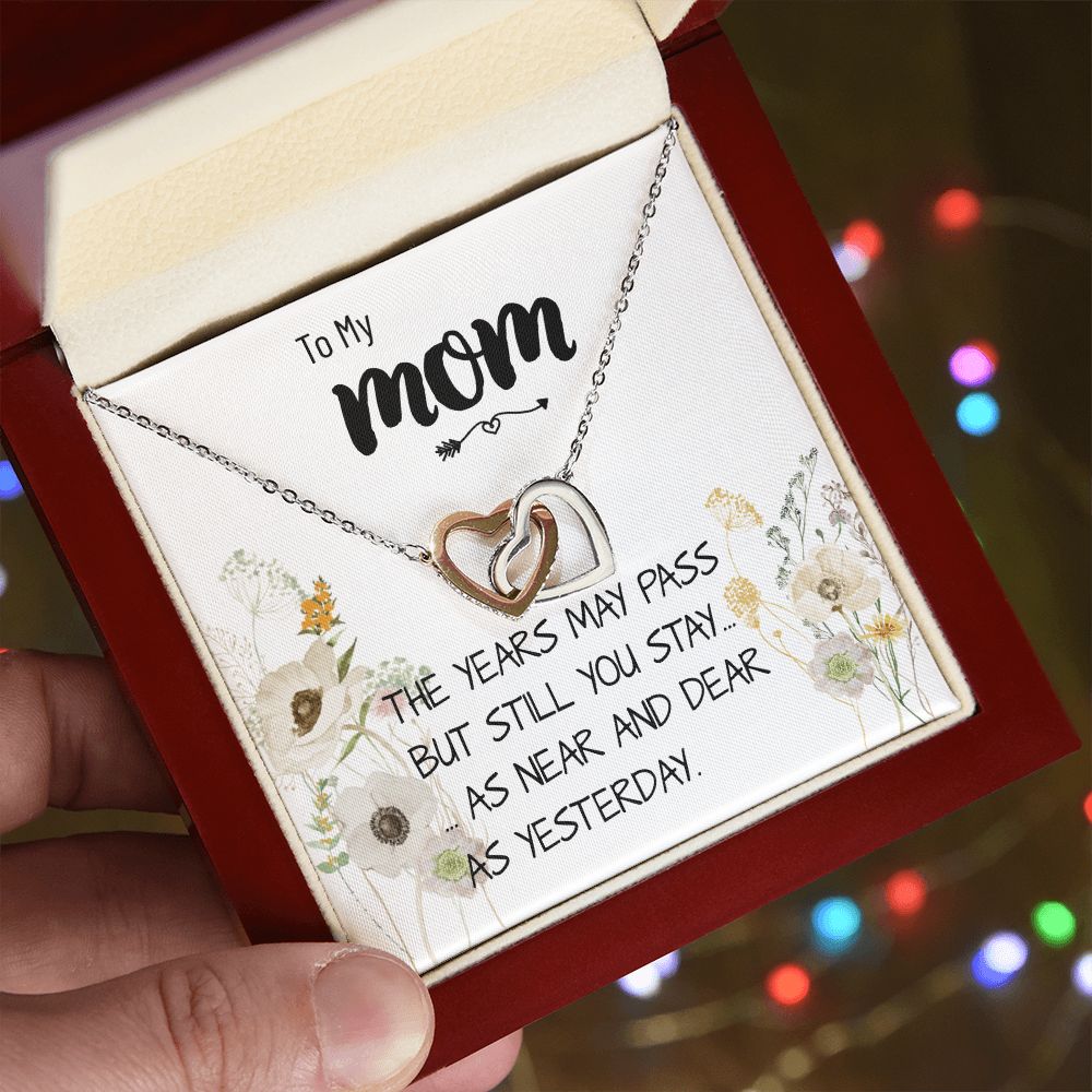 Mom Necklace Gift - Love You Always And Forever - Mother's Day Gift Mother's Day Interlocking Hearts Necklace