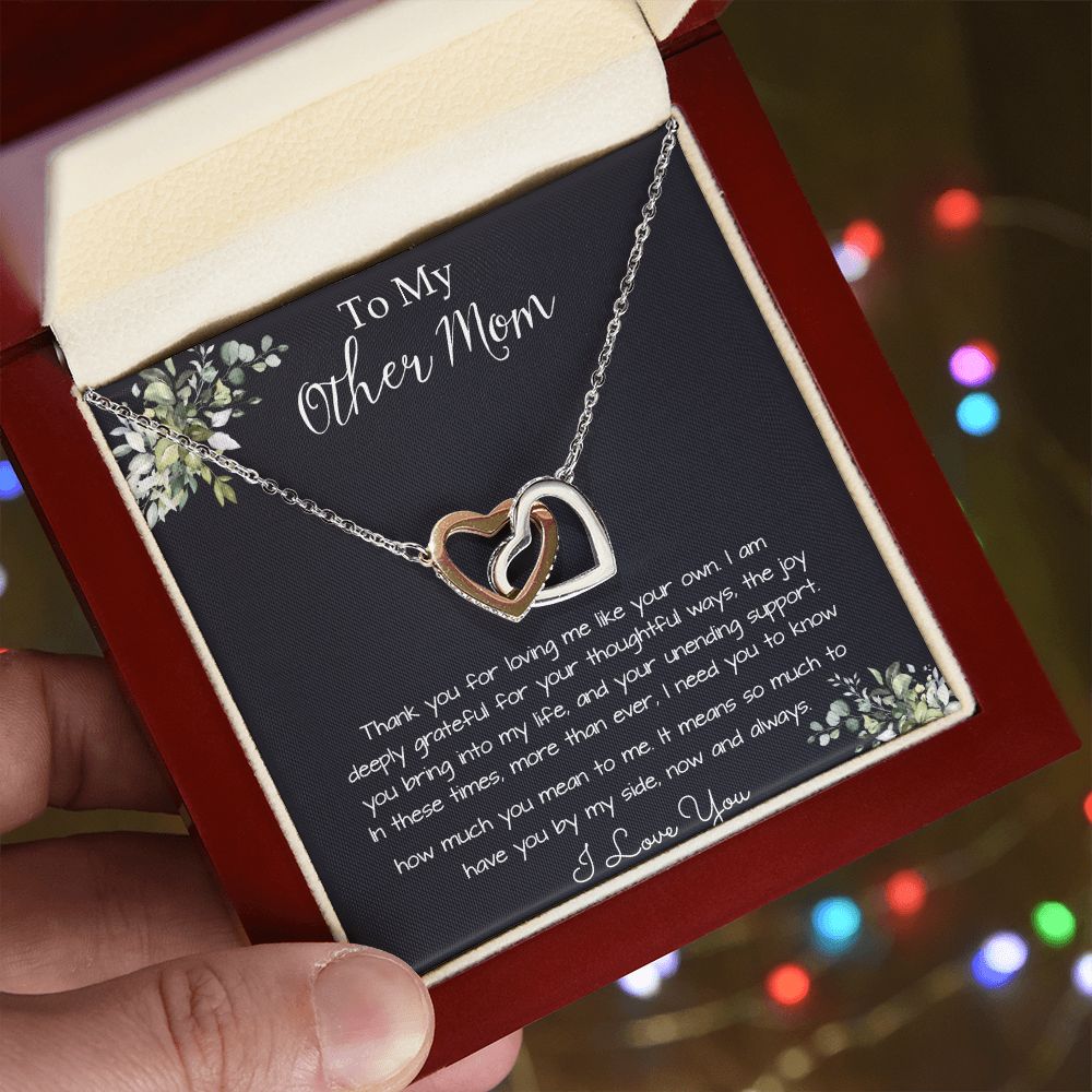 Bonus Mom Necklace, Gift To My Other Mother Necklace, Gift For Bonus Mom Second Mom Mother's Day Interlocking Hearts Necklace