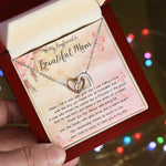 To My Boyfriend's Beautiful Mom Necklace - The Boy You Raised Into An Incredible Man - Necklace Gift For Boyfriend's Mom, Mother's Day Necklace Mother's Day Interlocking Hearts Necklace