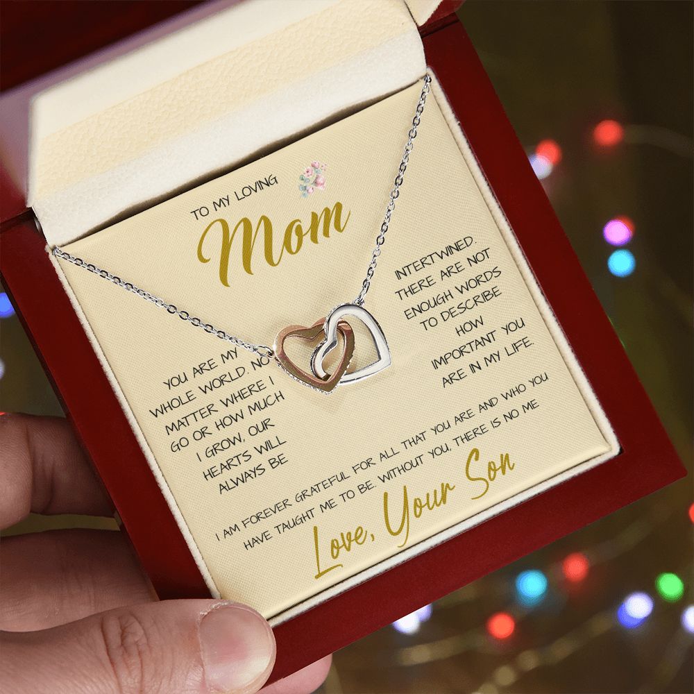To My Loving Mom Necklace You Are Important To Me Gift For Her Mother's Day Mother's Day Necklace Mother's Day Interlocking Hearts Necklace