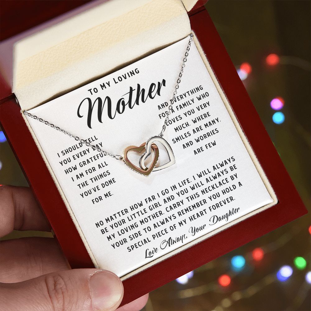 To My Loving Mother Necklace Where Are Smiles Are Many And Worries Are Few Gift For Her Mother's Day Necklace Mother's Day Interlocking Hearts Necklace