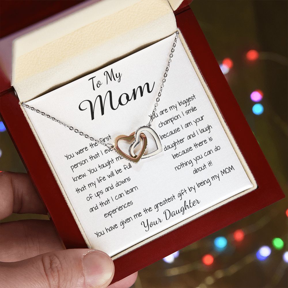 Mom Necklace - To Mom Necklace, Gorgeous Necklace for Mom from Daughter Mother's Day Interlocking Hearts Necklace