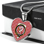 Lennox Crest Dress Scottish Clan Heart Necklacemother's day gifts, gifts for mom, best gift for girlfriend, Tartan Heart Necklace Jewelry, Gold Heart Necklace, Silver Heart Necklace, Plaid Heart Necklace
