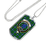 Forsyth Scottish Clan Tartan Military Dog Tag Necklace Jewelry