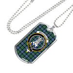 Malcolm Ancient Scottish Clan Tartan Military Dog Tag Necklace Jewelry