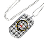 Erskine Black And White Scottish Clan Tartan Military Dog Tag Necklace Jewelry