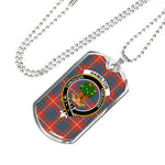 Hamilton Ancient Scottish Clan Tartan Military Dog Tag Necklace Jewelry