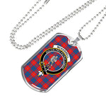 McKerrell Red Scottish Clan Tartan Military Dog Tag Necklace Jewelry