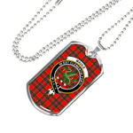 Maule Red Scottish Clan Tartan Military Dog Tag Necklace Jewelry