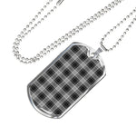 Grey Douglas Scottish Clan Tartan Military Dog Tag Necklace Jewelry
