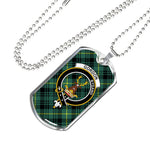 Gordon Fabric Scottish Clan Tartan Military Dog Tag Necklace Jewelry