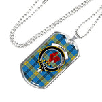 Laing Ancient Scottish Clan Tartan Military Dog Tag Necklace Jewelry