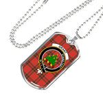 Grant Weathered Scottish Clan Tartan Military Dog Tag Necklace Jewelry