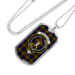 MacLellan Modern Scottish Clan Tartan Military Dog Tag Necklace Jewelry