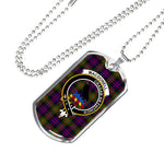 MacDonell Of Glengarry Modern Scottish Clan Tartan Military Dog Tag Necklace Jewelry