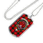 MacNaughten Modern Scottish Clan Tartan Military Dog Tag Necklace Jewelry