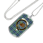 Leslie Hunting Ancient Scottish Clan Tartan Military Dog Tag Necklace Jewelry