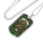Gray Scottish Clan Tartan Military Dog Tag Necklace Jewelry