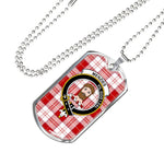 Menzies Red Scottish Clan Tartan Military Dog Tag Necklace Jewelry