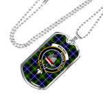 MacNeil Of Barra Modern Scottish Clan Tartan Military Dog Tag Necklace Jewelry