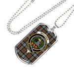 MacLaren Weathered Scottish Clan Tartan Military Dog Tag Necklace Jewelry
