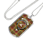 MacMillan Old Weathered Scottish Clan Tartan Military Dog Tag Necklace Jewelry