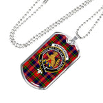 MacPherson Modern Scottish Clan Tartan Military Dog Tag Necklace Jewelry
