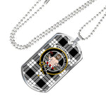 MacFarlane Black & White Scottish Clan Tartan Military Dog Tag Necklace Jewelry