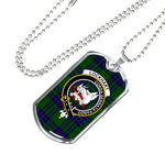 Lockhart Modern Scottish Clan Tartan Military Dog Tag Necklace Jewelry