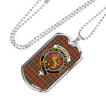 MacKintosh Hunting Weathered Scottish Clan Tartan Military Dog Tag Necklace Jewelry